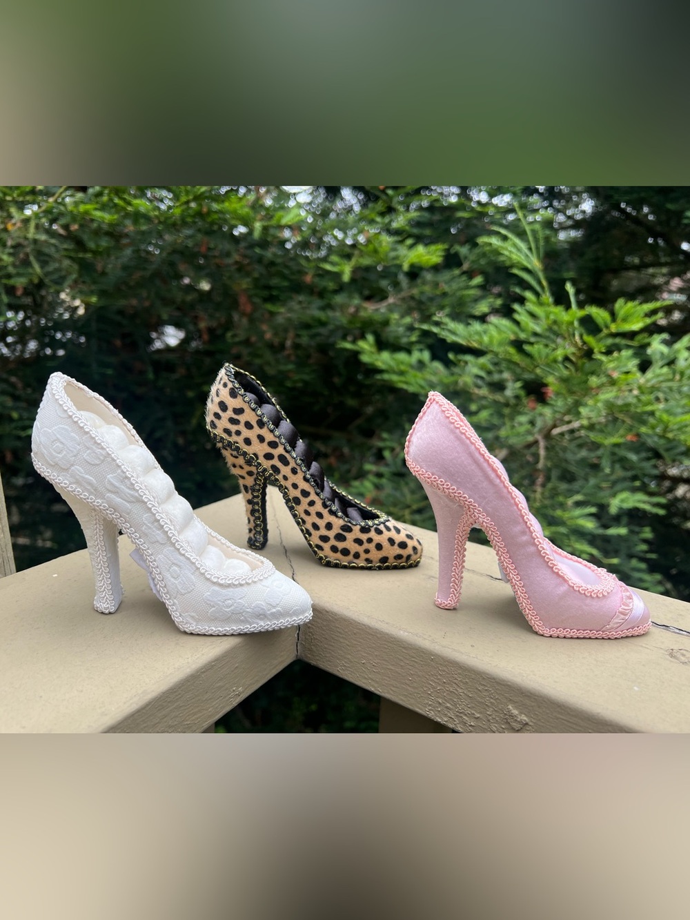 VELOUR HIGH HEEL JEWELRY RING HOLDER SET 3pcs